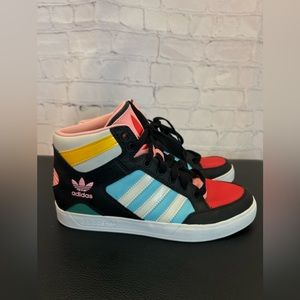 Adidas Kids' Black and Blue High-Top Sneakers